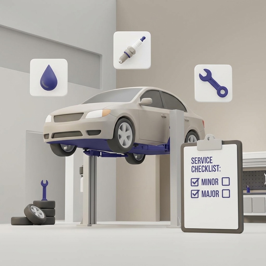 Modern 3D illustration of car engine maintenance and service tools in UAE style